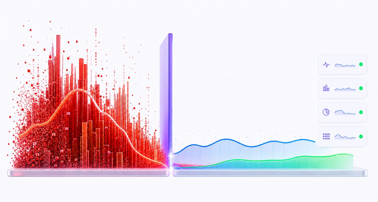 Hostile request volume falling sharply at the BashEdge protection boundary while verified traffic remains stable before the Web server