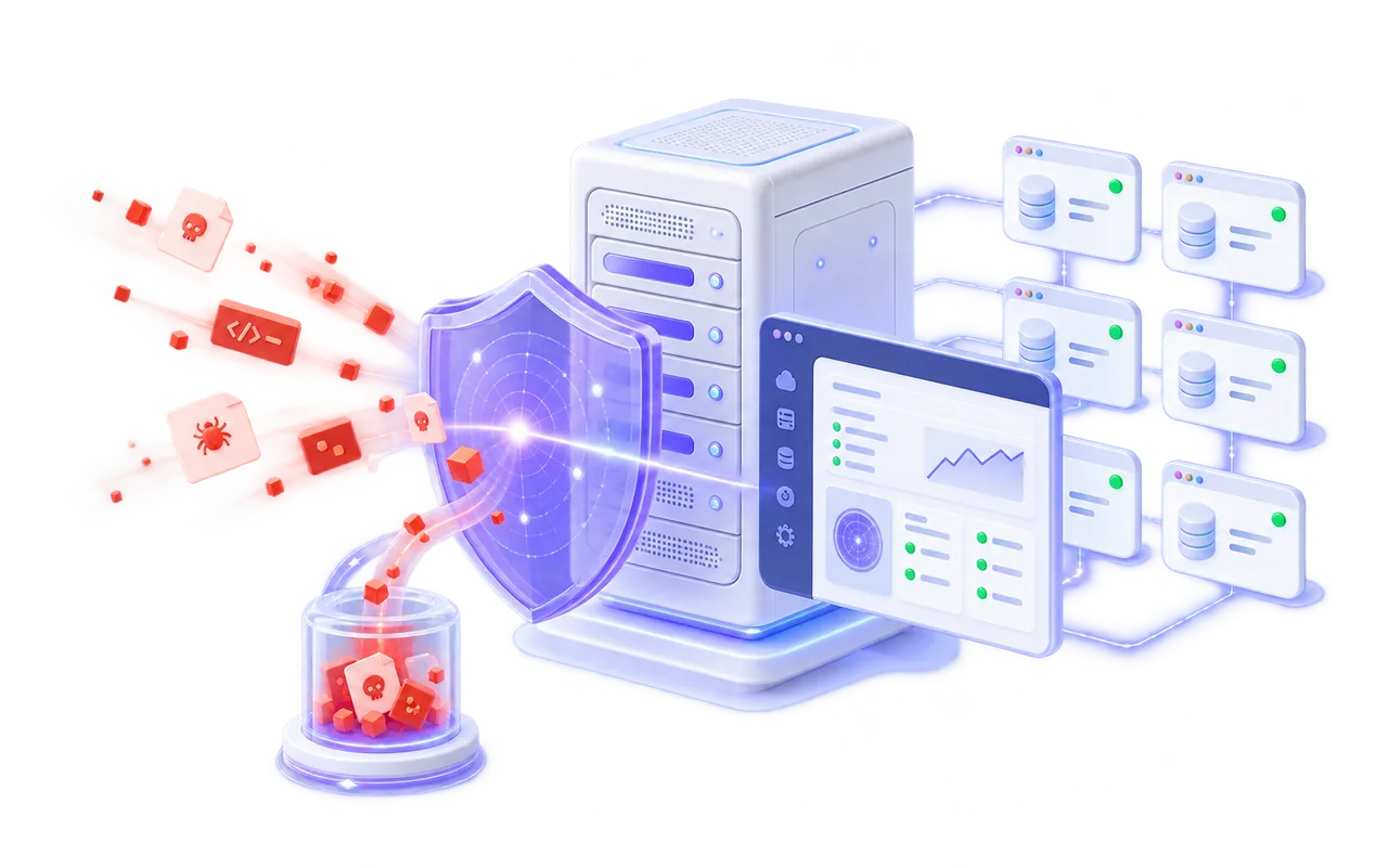 BashSecure scanning a cPanel server, quarantining malicious files and keeping separate hosting accounts healthy