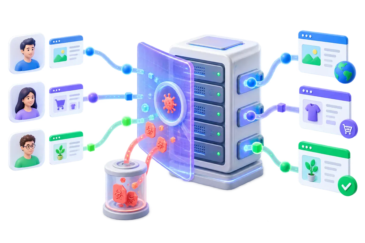 يقوم BashSecure بفحص خادم DirectAdmin أثناء فصل الملفات الضارة عن حسابات المستخدمين السليمة والمجالات المستضافة