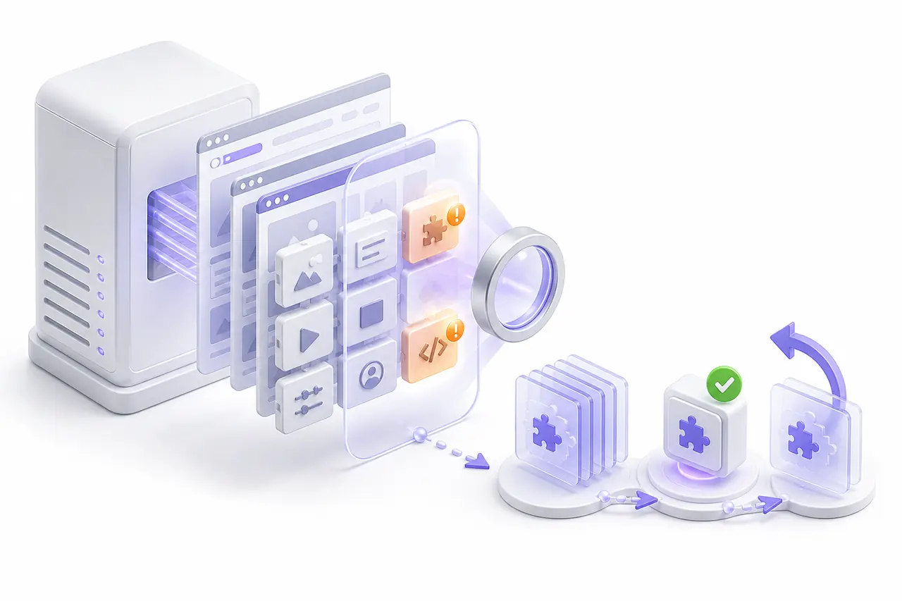 BashSecure checking CMS components on an Ubuntu server before a verified update with backup and rollback