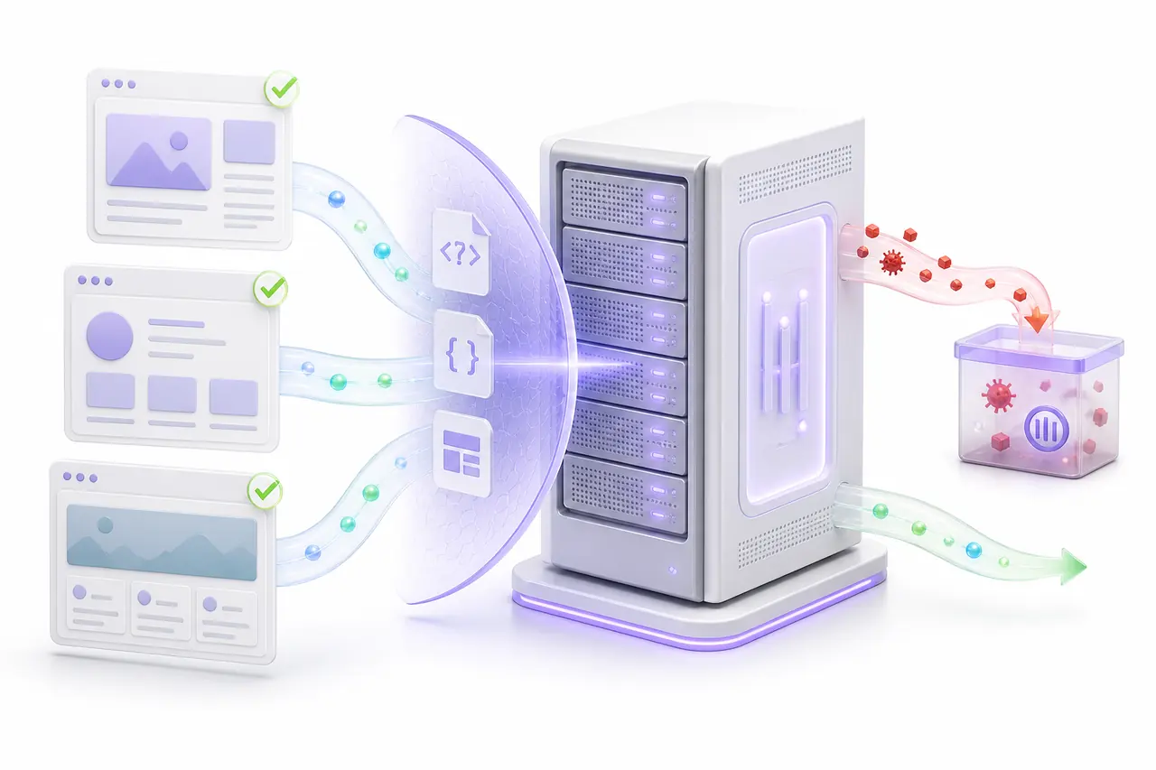 BashSecure scanning websites on an Ubuntu server and diverting malicious files into quarantine while healthy traffic continues